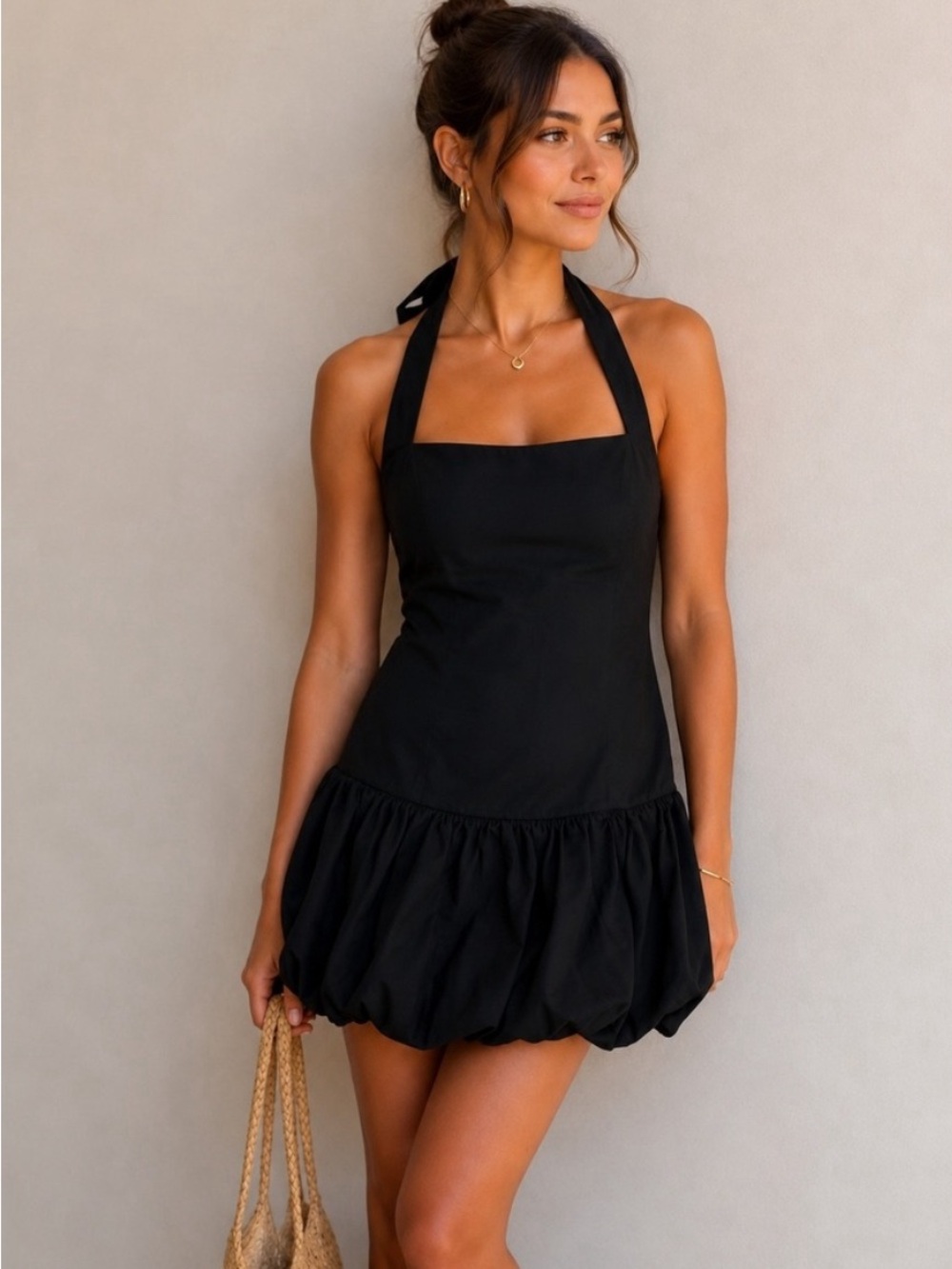 NWT House of Harlow Linen Blend Mini  Halter Whimsigoth Dress size Medium